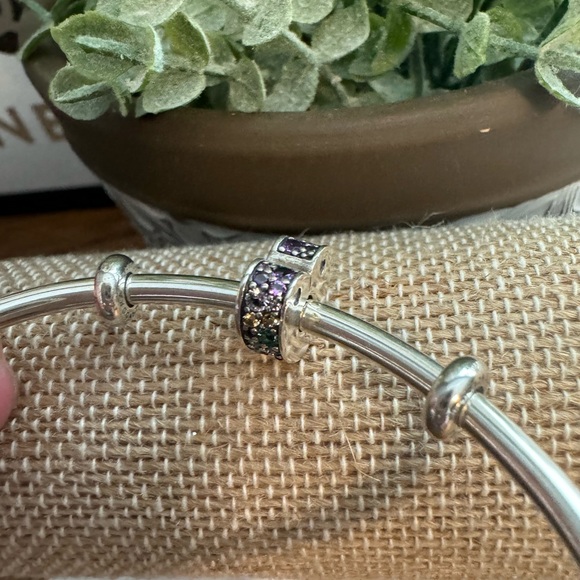 Pandora Open Cuff Bracelet with Heart Shaped Charm - NWOT - Picture 4 of 7